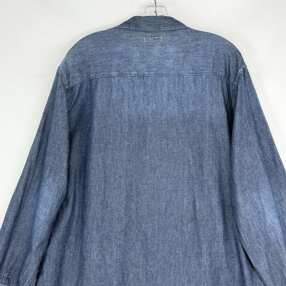 Men's Shirt XL Blue Denim Long Sleeve Button Up Pockets Classic Cotton Cape Juby - Picture 5 of 16